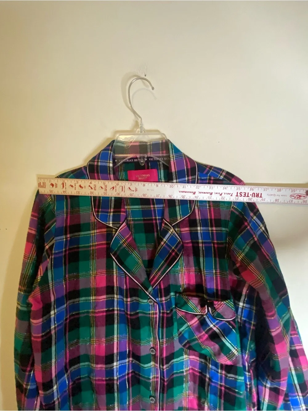 Victoria's Secret Plaid Button-Up PJ Jacket in Vibrant Pink, Green & Blue